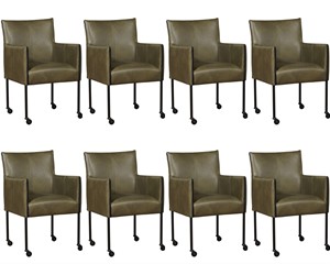 Leren eetkamerstoel desire, groen leer, groene keukenstoelen