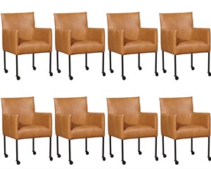 Leren eetkamerstoel desire, bruin leer, bruine keukenstoelen