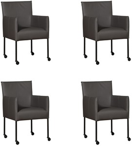 Leren eetkamerstoel desire, grijs leer, grijze keukenstoelen