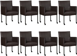 Leren eetkamerstoel desire, bruin leer, bruine keukenstoelen