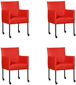 Leren eetkamerstoel desire, rood leer, rode keukenstoelen