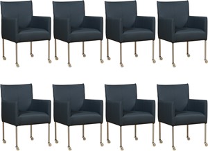 Leren eetkamerstoel desire, blauw leer, blauwe keukenstoelen