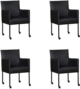 Leren eetkamerstoel desire, zwart leer, zwarte keukenstoelen