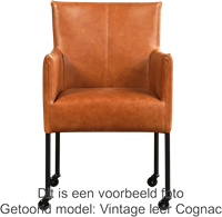 Leren eetkamerstoel Desire - met wieltjes en armleuning - Vintage Leer Olive - Poot - Zwart - Skate wiel zwart-2