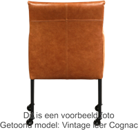 Leren eetkamerstoel Desire - met wieltjes en armleuning - Kenia Leer Rost - Poot - Zwart - Skate wiel zwart-3