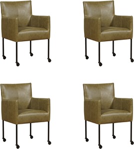 Leren eetkamerstoel desire, groen leer, groene keukenstoelen