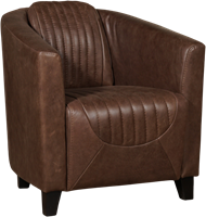 Leren kuipstoel Press Special - Vintage Leer Brown - Hout zwart