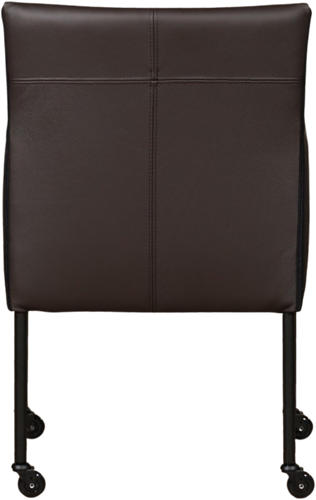 Leren eetkamerstoel Desire - met wieltjes en armleuning - Toledo Leer Caffe - Poot - Zwart - Skate wiel zwart-3