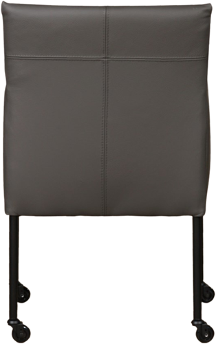 Leren eetkamerstoel Desire - met wieltjes en armleuning - Hermes Leer Antracite - Poot - Zwart - Skate wiel zwart-3