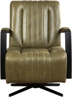 Leren industriële draaifauteuil Galaxy - Vintage Leer Olive - Frame zwart - Stervoet zwart-2