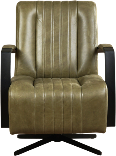 Leren industriële draaifauteuil Galaxy - Vintage Leer Olive - Frame zwart - Stervoet zwart-2