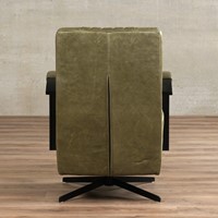 Leren industriële draaifauteuil Galaxy - Vintage Leer Olive - Frame zwart - Stervoet zwart-3