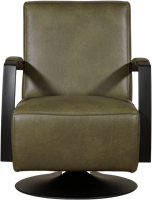 Leren industriële draaifauteuil Mood - Granada leer Moss - Frame zwart - Schotelvoet zwart-2