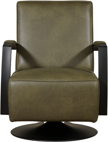 Leren industriële draaifauteuil Mood - Granada leer Moss - Frame zwart - Schotelvoet zwart-2