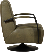 Leren industriële draaifauteuil Mood - Granada leer Moss - Frame zwart - Schotelvoet zwart-3