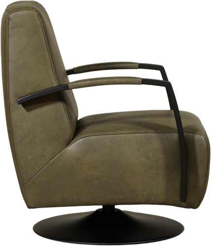Leren industriële draaifauteuil Mood - Granada leer Moss - Frame zwart - Schotelvoet zwart-3