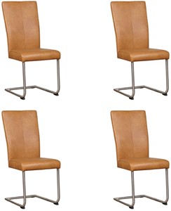 Leren eetkamerstoel dry, bruin leer, bruine keukenstoelen