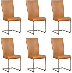 Leren eetkamerstoel dry, bruin leer, bruine keukenstoelen