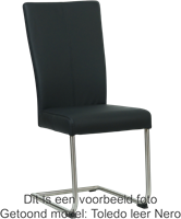 Leren eetkamerstoel Dry sledepoot rond - Toledo Leer Bordeaux - RVS-1