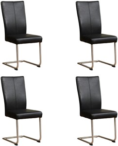 Leren eetkamerstoel dry, zwart leer, zwarte keukenstoelen