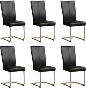 Leren eetkamerstoel dry, zwart leer, zwarte keukenstoelen