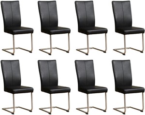 Leren eetkamerstoel dry, zwart leer, zwarte keukenstoelen