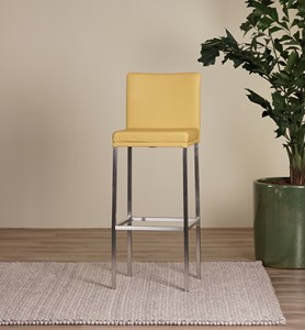 Leren barkruk Break hoog - Toledo Leer Lemon - RVS