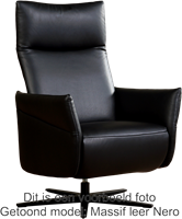 Leren relaxfauteuil Ease met geintegreerd voetenbank - Toledo Leer Lemon - Small - Stervoet chroom-1
