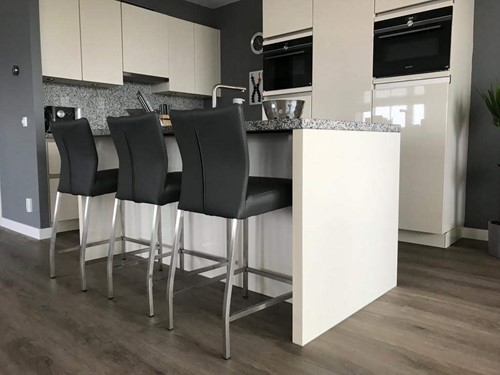 Set van 3 leren barstoelen - grijs leer