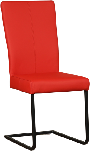 Set van 4 rode leren eetkamerstoelen Dare met sledepoot zonder armleuning - Toledo Leer Ferrari - Poot zwart