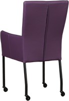 Leren eetkamerstoel Deal - met wieltjes en armleuning - Toledo Leer Aubergine - Poot Zwart - Skate wiel zwart-3