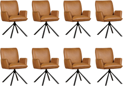 Leren eetkamerstoel Elite - draaibaar - automatisch terug naar beginstand - set van 8 stoelen