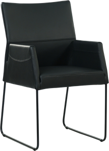 Set van 4 zwart leren eetkamerstoelen Els - met armleuning