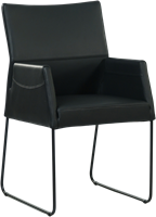 Set van 4 zwart leren eetkamerstoelen Els - met armleuning-1