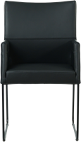 Set van 4 zwart leren eetkamerstoelen Els - met armleuning-2