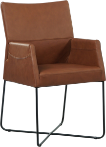 Set van 4 cognac kleur leren eetkamerstoelen Emma - met armleuning