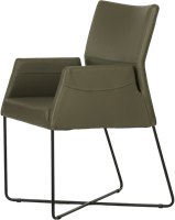 Set van 4 olijf kleur leren eetkamerstoelen Emma - met armleuning-3