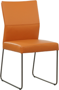 Set van 4 cognac kleur leren eetkamerstoelen Evi - bronzen u-poot