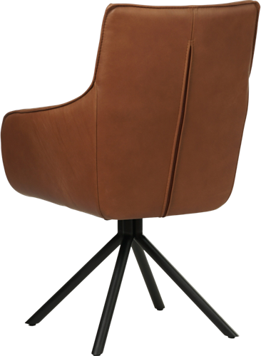 Leren eetkamerstoel Fancy - Draaibaar - Automatisch terug naar beginstand - Rancho Leer Cognac-3