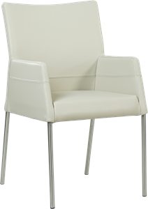 Set van 4 ecru leren eetkamerstoelen Loes