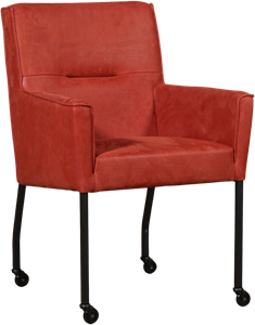Leren eetkamerstoel lucky 88 rood, rood leer, rode keukenstoelen
