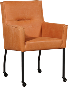 Leren eetkamerstoel lucky 87 oranje, oranje leer, oranje keukenstoelen