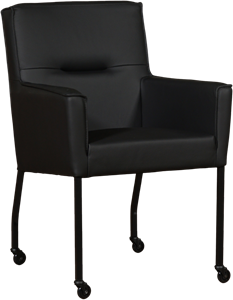 Leren eetkamerstoel lucky 14 zwart, zwart leer, zwarte keukenstoelen