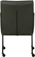 Leren eetkamerstoel Lucky - met wieltjes en armleuning - Toledo Leer Verde - Kleur poot, zwart - Skate wiel zwart-3
