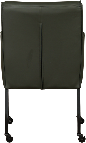 Leren eetkamerstoel Lucky - met wieltjes en armleuning - Toledo Leer Verde - Kleur poot, zwart - Skate wiel zwart-3