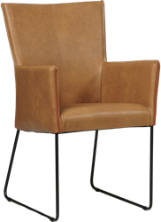 Leren eetkamerstoel Mate - met armleuning en design U-poot - Granada leer Sahara