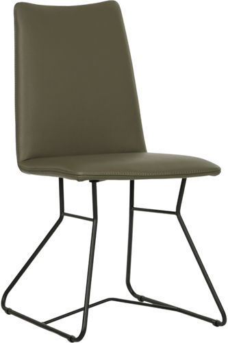 Set van 6 olijf kleur leren eetkamerstoelen Roos