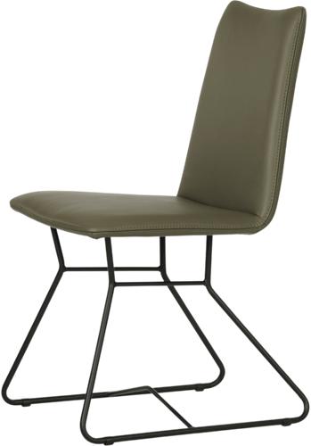 Set van 6 olijf kleur leren eetkamerstoelen Roos-3