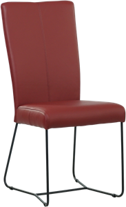 Set van 6 rode leren eetkamerstoelen Sara