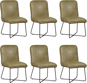 Set van 6 Leren eetkamerstoelen zonder armleuning Smile 50